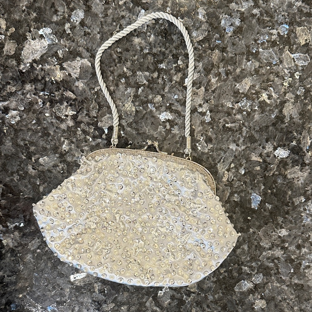 Chic Silver Beaded Women's Clutch